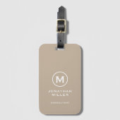 Minimaal Beige Classic Typographic Monogram Bagagelabel (Voorkant (verticaal))