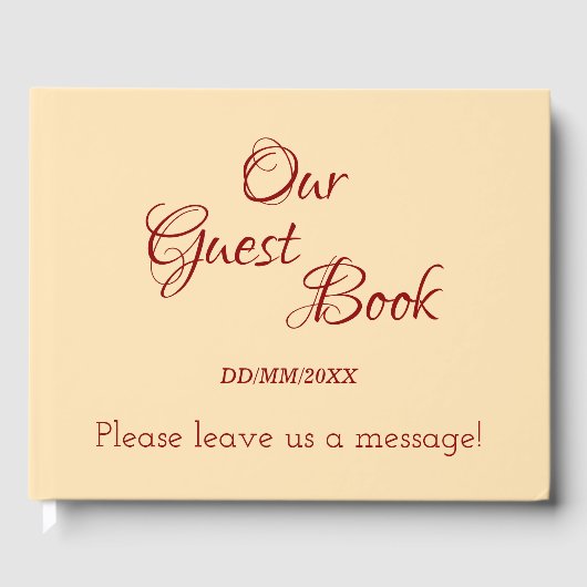 Minimaal beige, donkerrood generiek gastenboek (Voorkant)