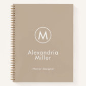 Minimaal Beige Elegant Monogram Notitieboek (Voorkant)