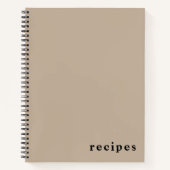 Minimaal beige en zwart "Recipes"-Notitieboek Notitieboek (Voorkant)