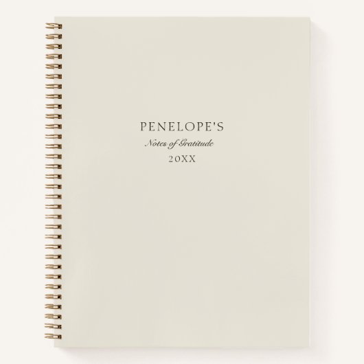 Minimaal Beige Gepersonaliseerd Moderne Dankbaarhe Notitieboek (Voorkant)