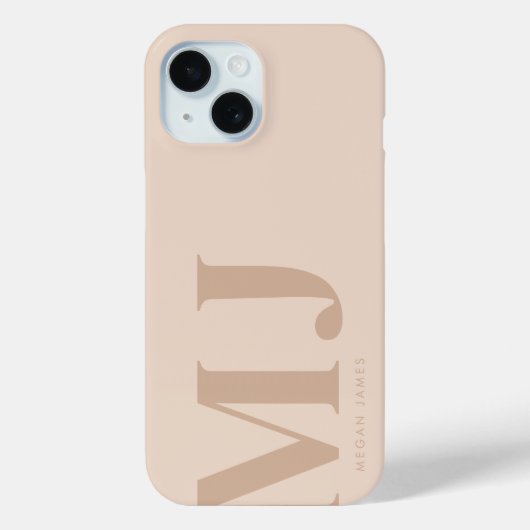 Minimaal beige gepersonaliseerde grote Initialen Case-Mate iPhone Case (Achterkant)
