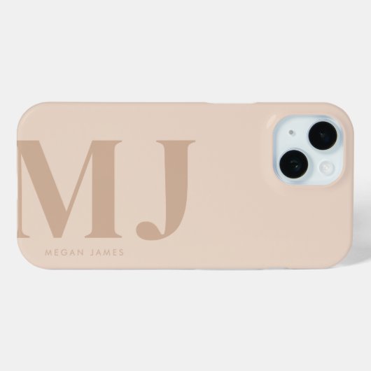 Minimaal beige gepersonaliseerde grote Initialen Case-Mate iPhone Case (Achterkant (horizontaal))