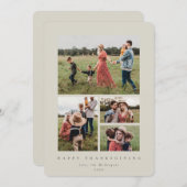 Minimaal Beige Lijst 4 Fijne Thanksgiving Feestdagenkaart (Voorkant / Achterkant)