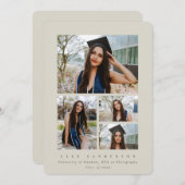Minimaal Beige Lijst 4 Foto Afstuderen Aankondiging (Voorkant / Achterkant)