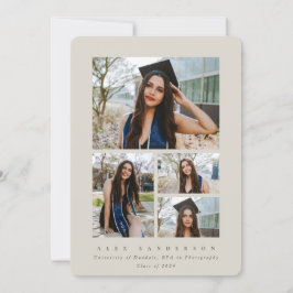 Minimaal Beige Lijst 4 Foto Afstuderen Aankondiging