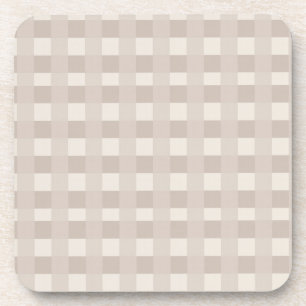 Minimaal beige schaakbordpatroon bier onderzetter