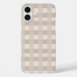 Minimaal beige schaakbordpatroon iPhone 16 plus hoesje
