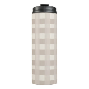 Minimaal beige schaakbordpatroon thermosbeker