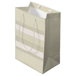 Minimaal Beige Witte Geometrisch Patroon Medium Cadeauzakje