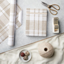 Minimaal Beige Witte Zachte Linnen Plaid Patroon
