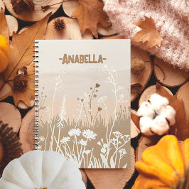 Minimaal beige zachte herfst bloementuin notitieboek