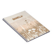 Minimaal beige zachte herfst bloementuin notitieboek (Rechterzijde)