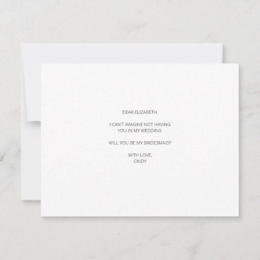 Minimaal ben je mijn Bridesmaid 2-fotokaart Bedankkaart (Achterkant)