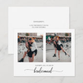 Minimaal ben je mijn Bridesmaid 2-fotokaart Bedankkaart (Voorkant / Achterkant)