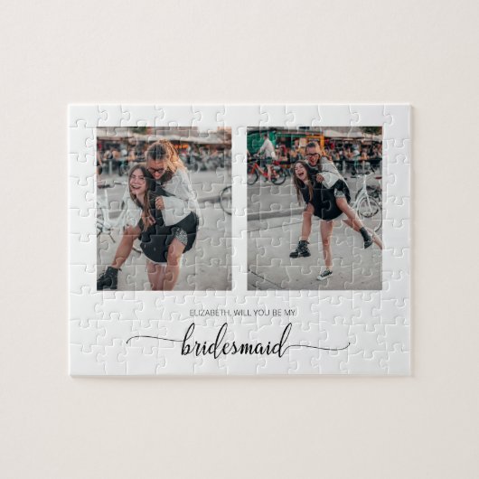 Minimaal ben je mijn Bridesmaid twee foto Legpuzzel (Horizontaal)