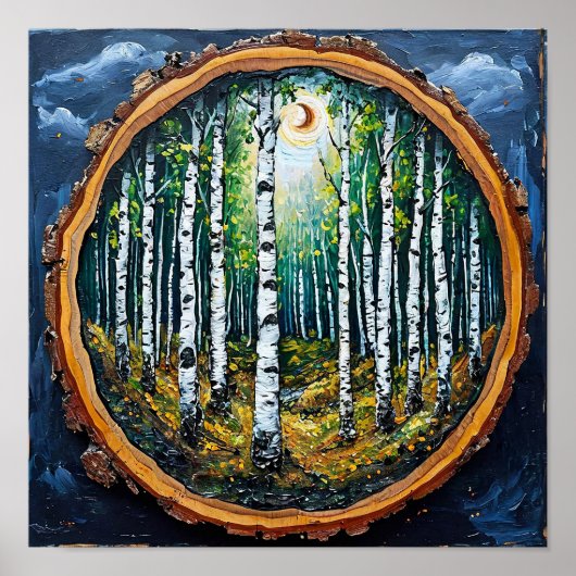 Minimaal berkenbos landschap knus bos natuur poster (Voorkant)