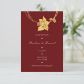 Minimaal Bewaar de datum Bourgogne Bloemen Goud Save The Date (Staand voorkant)