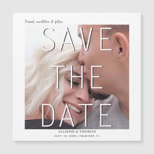 Minimaal Bewaar de datum Foto Bruiloft Magnetische Uitnodiging (Voorkant)