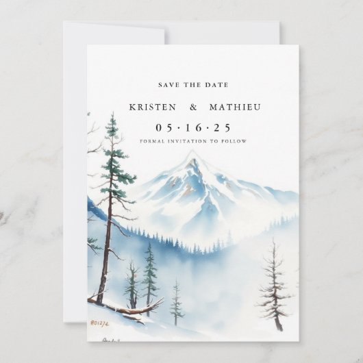 Minimaal bewerkbare berg save the date (Voorkant)