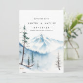 Minimaal bewerkbare berg save the date (Staand voorkant)