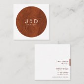 Minimaal, bijtend, modern, Houtkorenmonogram Vierkante Visitekaartje (Voorkant / Achterkant)
