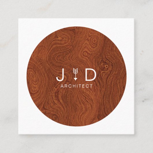 Minimaal, bijtend, modern, Houtkorenmonogram Vierkante Visitekaartje (Voorkant)