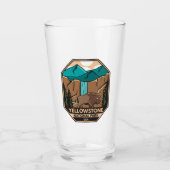Minimaal bionretro van Yellowstone National Park Glas (Voorkant)