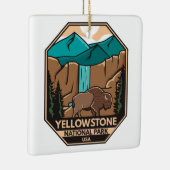 Minimaal bionretro van Yellowstone National Park Keramisch Ornament (Rechts)