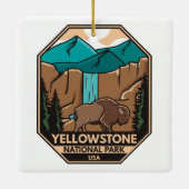 Minimaal bionretro van Yellowstone National Park Keramisch Ornament (Achterkant)
