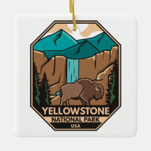 Minimaal bionretro van Yellowstone National Park Keramisch Ornament
