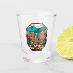 Minimaal bionretro van Yellowstone National Park Shot Glas