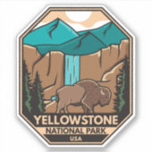 Minimaal bionretro van Yellowstone National Park Sticker (Voorkant)