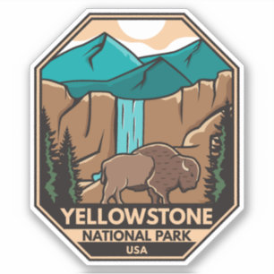 Minimaal bionretro van Yellowstone National Park Sticker
