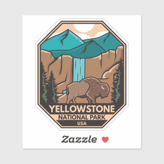Minimaal bionretro van Yellowstone National Park Sticker (Vel)