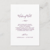 Minimaal blad | Aubergine Bruiloft Wishing Well Informatiekaartje (Voorkant)