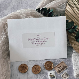 Minimaal blad   Aubergine Guest Adresetiketten Sticker