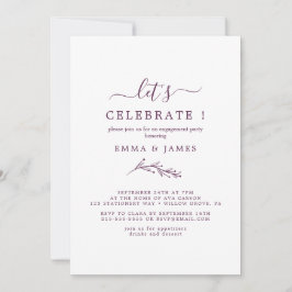 Minimaal blad | Aubergine "Laten we vieren" Kaart