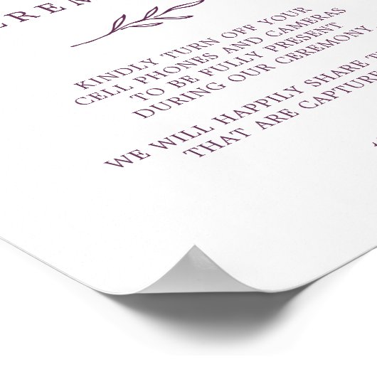 Minimaal blad | Aubergine Unplugged Ceremonie Teke Poster (Hoek)