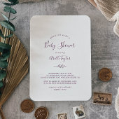 Minimaal blad | Baby shower van aubergines Kaart