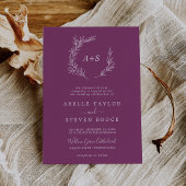 Minimaal blad | Berry Formele Monogram Bruiloft Kaart