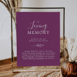 Minimaal blad | Berry in liefdevolle herinnering Poster<br><div class="desc">Dit minimal leaf berry in loving memory memorial poster teken is perfect voor een sierlijke bruiloft. Het ontwerp is voorzien van een eenvoudig groen blad silhouet in een romantische zomer violette kleur met minimalistische bohemian tuin stijl.</div>