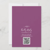 Minimaal blad | Berry Monogram QR Code Bruiloft Kaart (Achterkant)