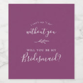 Minimaal blad | Berry Paarse bruidsmeisje voorstel Wijn Etiket (Enkel label)