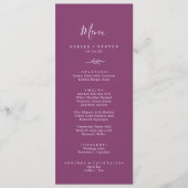 Minimaal blad | Berry Paarse bruiloft diner Menu (Voorkant)