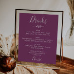 Minimaal blad | Berry Paarse bruiloft Drinken Menu Poster<br><div class="desc">Dit minimal leaf berry paarse bruiloft drinken menu poster teken is ideaal voor een boho bruiloft. Het ontwerp is voorzien van een eenvoudig groen blad silhouet in een romantische zomer violette kleur met minimalistische bohemian tuin stijl.</div>