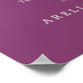 Minimaal blad | Berry Paarse bruiloft Welkom Poster (Hoek)