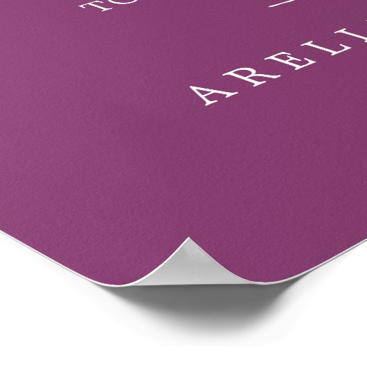 Minimaal blad | Berry Paarse bruiloft Welkom Poster (Hoek)