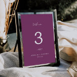 Minimaal blad | Berry Paarse Trouwtafel nummer Kaart<br><div class="desc">Dit minimale bladbessen paarse trouwtafelnummer is perfect voor een boho bruiloft. Het ontwerp is voorzien van een eenvoudig groen blad silhouet in een romantische zomer violette kleur met minimalistische bohemian tuin stijl. De kaart prints aan de voor- en achterkant (dubbelzijdig). Items worden precies afgedrukt zoals ze op uw scherm verschijnen...</div>