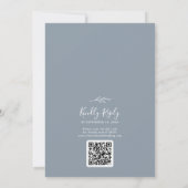 Minimaal blad | Blauw en Wit QR Code Bruiloft Kaart (Achterkant)